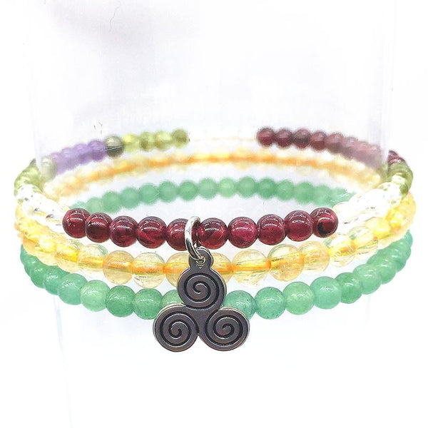 ULTIMATE MONEY MAGNETS-Amethyst ,Aventurine,Citrine,Peridot& Garnet- 3/pc  *MIGHTY MINIS* 4mm Bracelet set