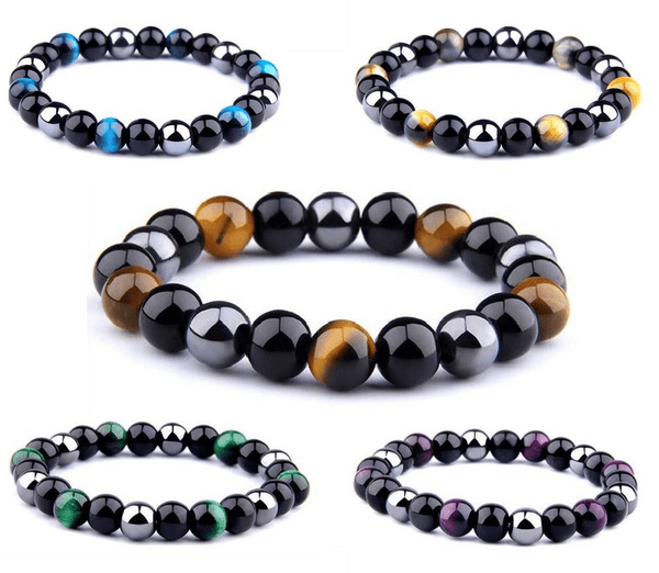 Natural Obsidian, Hematite & Assd Tiger Eye Beads MANIFEST GOALS Bracelet