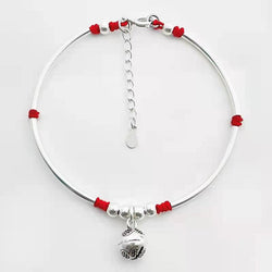 925 Sterling Silver ENLIGHTENMENT Persimmon Bell Red Rope Bracelet