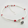 925 Sterling Silver ENLIGHTENMENT Persimmon Bell Red Rope Bracelet