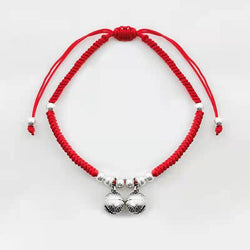 925 Sterling Silver SERENITY Bells Lucky Red Rope Bracelet