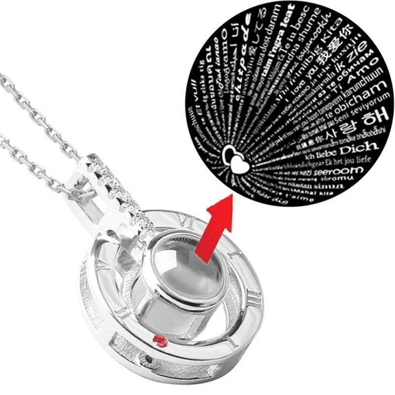 I LOVE YOU in 100 Languages Light Projection Heart Necklace Girlfriend |  eBay