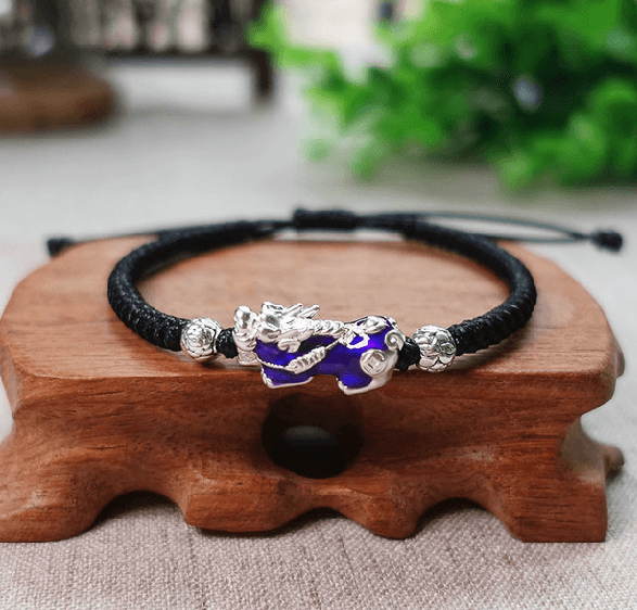 PURE SILVER Thermochromic Pi Xiu FENG SHUI WEALTH Rope Bracelet