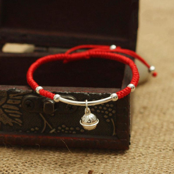 Lucky Red Rope 925 Sterling Silver Bell HARMONY Bracelet