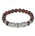 Red Tiger Eye  Natural Stone  OM mantra Men's Bracelet
