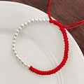 Red Rope & 925 Silver 'Half n' Half' Bracelet