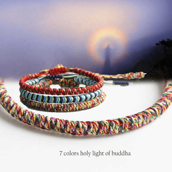Tibetan Buddhist 7 COLORS HOLY LIGHT of BUDDHA Hand knotted 3pc