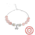 925 Sterling Silver Strawberry Quartz UNIVERSAL LOVE Star Accent Bracelet