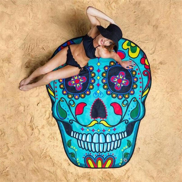 Sugar Skull Beach Tapestry Throw