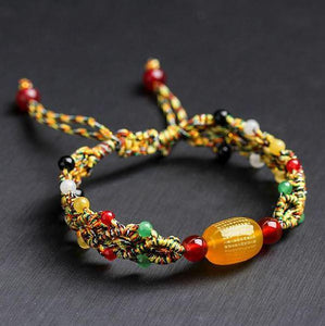 Tibetan Buddhist Hand tied Knot Agate Stone PERFECTION of WISDOM SUTRA Bracelet