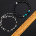 2 Pc Chrysocolla, Lava Stone & Chain Diffuser Set Men's WELLNESS Bracelets