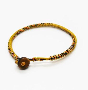 Tibetan Buddhist Rope Bracelet with Tiger Eye Stone Bead- 24 Multi Rope & Mix Color Choices