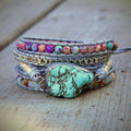 Natural Stone & Turquoise PROTECTION AMULET Wrap Bracelet