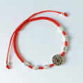 Sterling Silver Lucky Red Rope DOUBLE HAPPINESS Charm Bracelet