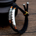 PURE  SILVER Om Mani Padme Hum Charm Double Rope Tibetan  bracelet