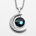 Titanium steel  Astrological Zodiac Sign Moon Pendant Necklace