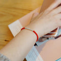 Simple Sterling Silver DIVINE '9' Bead Red Rope Bracelet