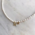 Freshwater Pearls & Natural Stone Initial Necklace