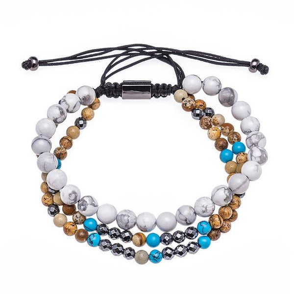 Multilayer Hematite,Jasper & Howlite CALMING Bracelet Set