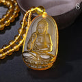 Natural Citrine BUDDHA Deity GUARDIAN Abundance Pendant Necklace