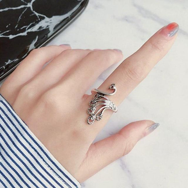 THAI SILVER Peacock & Garnet 'NOBILITY' Ring