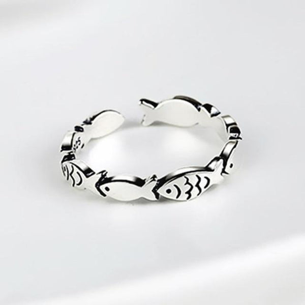 THAI SILVER School of Fish Ring