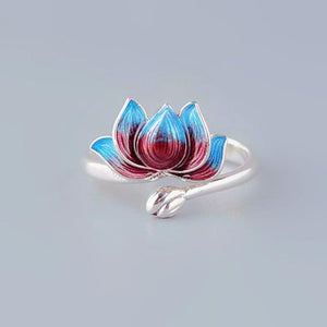 THAI SILVER Dual Colored 'PROSPERITY' Lotus Ring