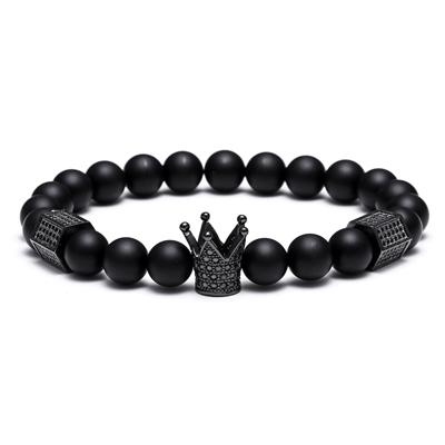 Mens Titanium Steel Crown &  Matte Onyx Bracelet