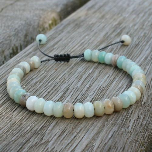 AMAZONITE & other Natural Stones  ABACUS Bead CALMING Men's Bracelet