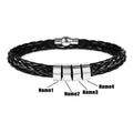 Men's Leather & Stainless Steel Personalized Name/s Bracelet