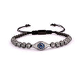 Stainless Steel & Luxury Pave Cubic Zirconia EVIL EYE PROTECTION Unisex Charm Bracelet- 4 colors