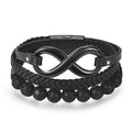Men's Stainless & Leather  Multi-layer ETERNAL STRENGTH Infinity  Bracelet