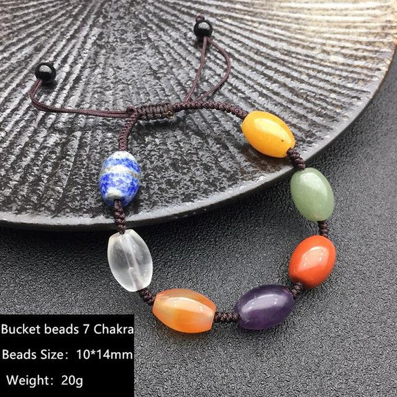 Big Bead 7 Chakra & Reiki Natural Stone Bracelet Round Beads