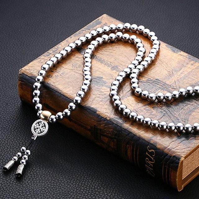 10MM steel chain Buddha beads self-defense 2024 bracelet necklace