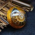 Handmade Ammonite & Natural Stone Half Sphere 'CONTEMPLATION' ORGONITE