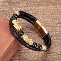 Stainless Steel , Leather & Natural Stone Feng Shui PIXIU for ABUNDANCE Bracelet-10 Variants