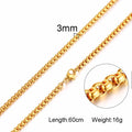 3mm Men's CLASSIC DUDE Stainless Steel & 18k Plated Steel Curved Box Chain Necklace