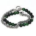 2 n' 1 Men's  Wheat Chain & Green Tiger Eye/Lapis Lazuli  Stone Bead Bracelet