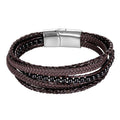 Men's Genuine Leather & Stone 6 Stranded ENERGY  Bracelet