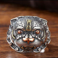 THAI SILVER Two Tone Ancient Tiger 'FIERCE' Ring & Necklace
