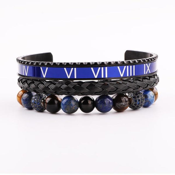 Luxury Titanium Steel & Premium Stone 3 pc ' STATEMENT' Bracelet Set