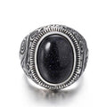 Unisex Natural Moonstone,Onyx, & Other Stones Titanium Steel Signet  Ring