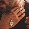 Men's Stainless Steel Compass Rose Necklace Set: Navigate Your Style