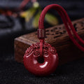 Hand Carved Purple Cinnabar OPULENCE attracting Double Pixiu Necklace