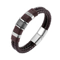 Classic Multi layer Stainless Steel , hemp &  Braided  Leather Bracelet