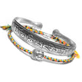 2 pc Tibetan Buddhist Braided Cotton Lucky Knot Rope Bracelet & OM MANTRA Bangle Set