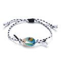 Printed Cowrie  Shell & Braided Cotton Rope  SUMMER FUN Boho Charm Bracelet-25 Styles/Colors