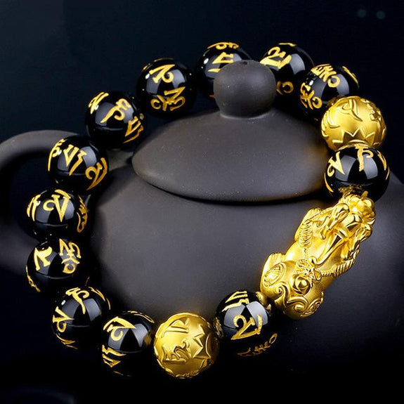 Gold Color Feng Shui Pixiu Beads Six Mantra Copper Beads For Jewelry Making  Diy Craft Bracelets Necklace Connector Accessories