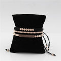 Luxury 3pc CZ & Copper Bead Bracelet Set- Silver, Gold, Rose & Black Options