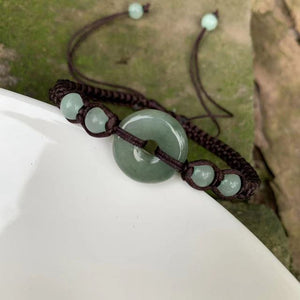 Natural Myanmar Jade 'Ping An Kou' Rope Bracelet